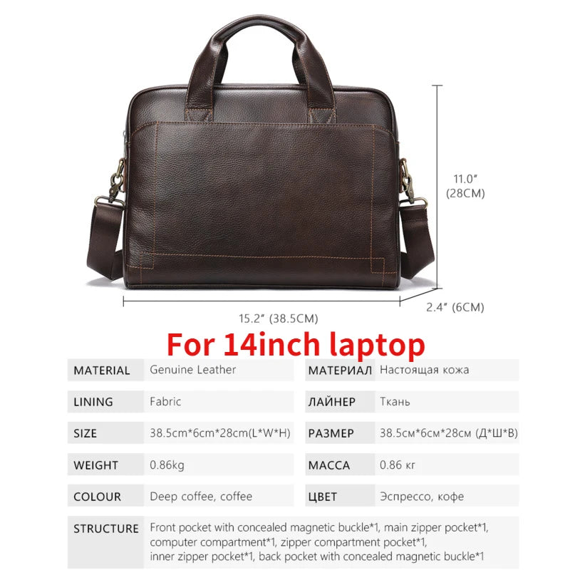 Echtleder Herren Laptop Tasche 14–15 Zoll