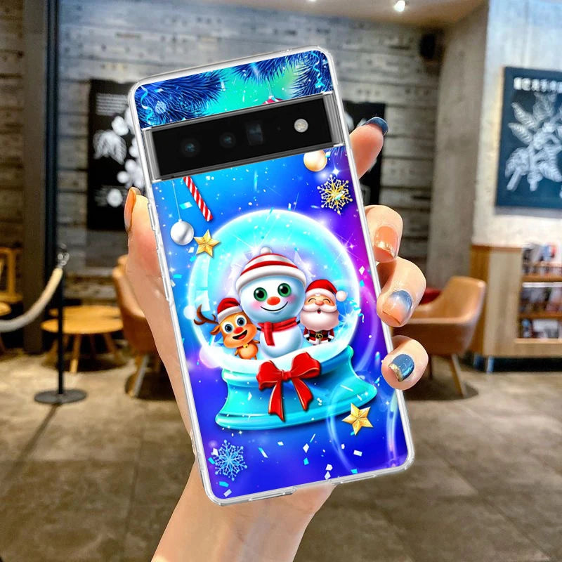 Transparente TPU Hülle mit Schneemotiv für Google Pixel 8