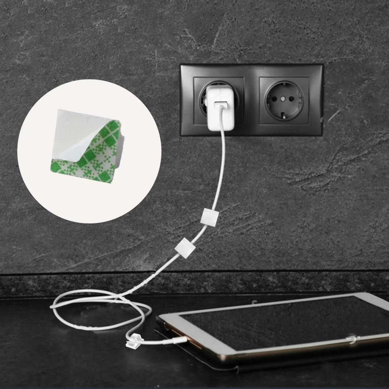 Silicone cable clips, self-adhesive, 10–100 pieces