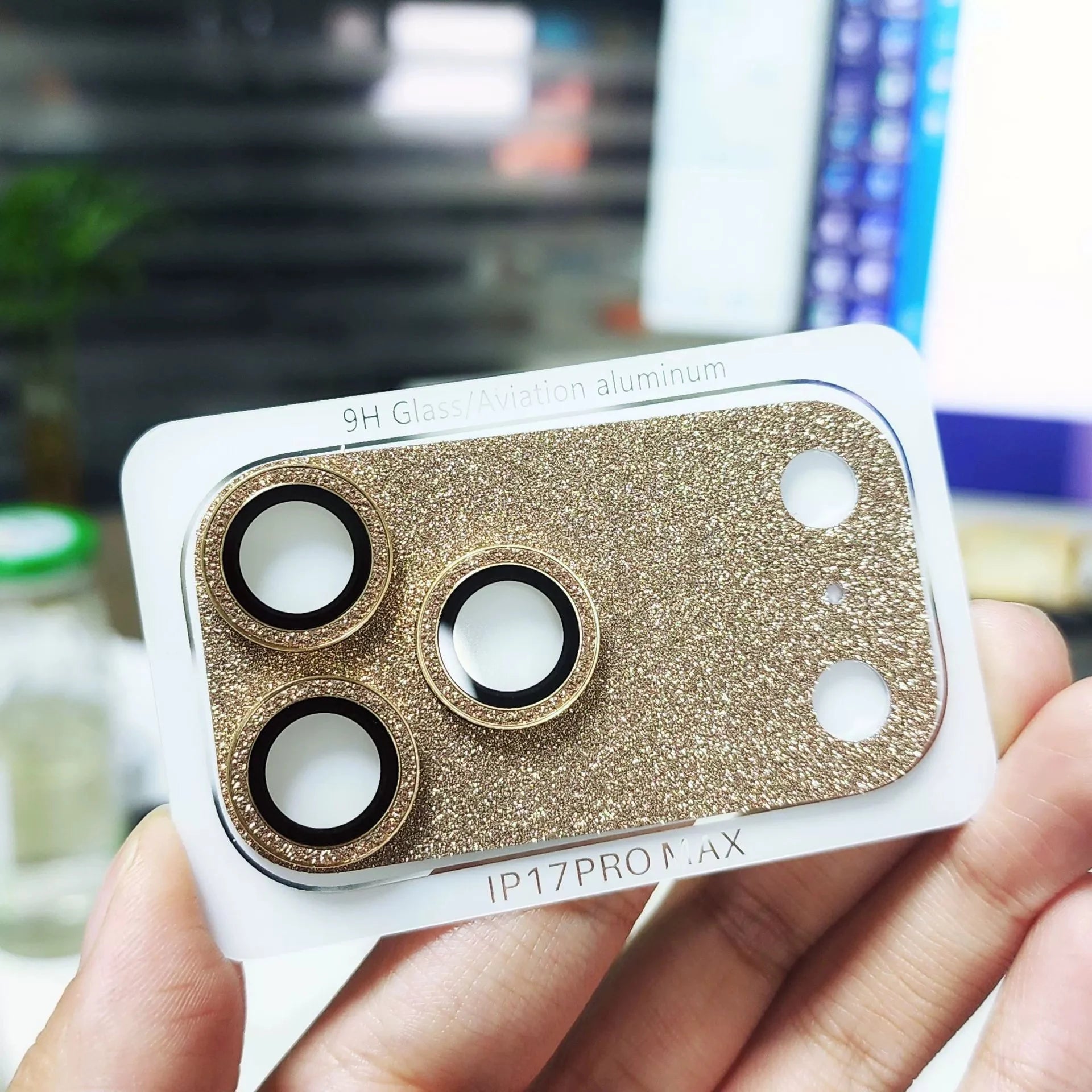 Glitter metal camera cover for iPhone 17 Pro Max