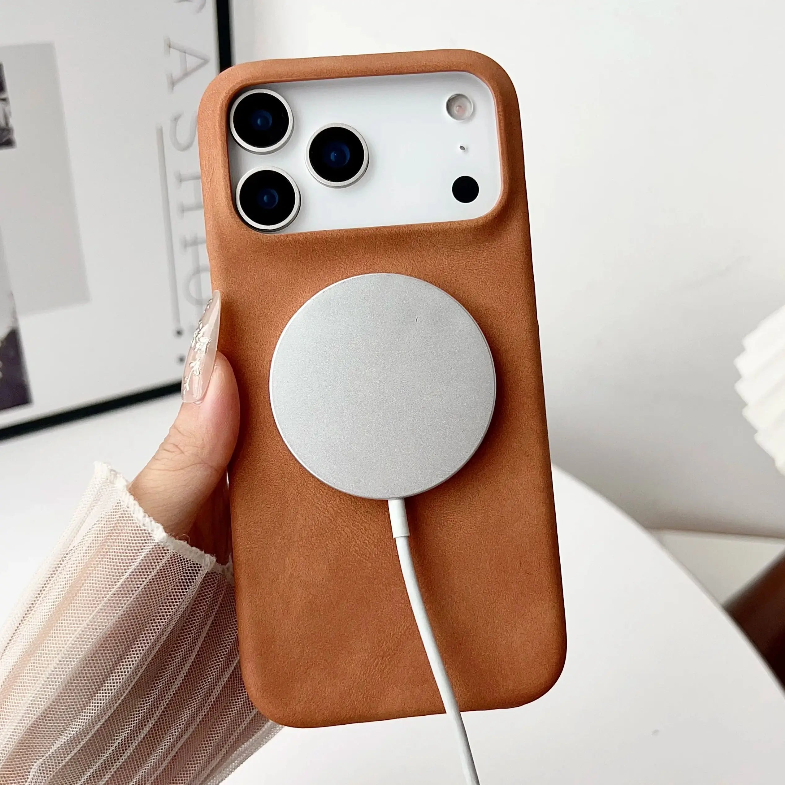 Retro Lederhülle Magnetisch für iPhone mit Magsafe