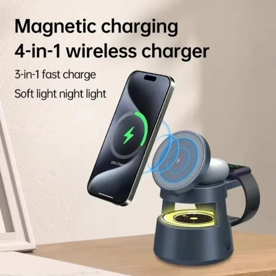 Magnetische 3-in-1 Ladestation mit LED und Lautsprecher