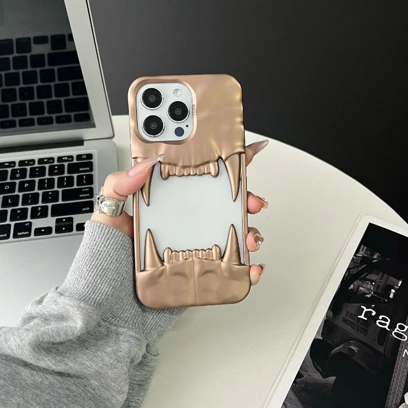 3D Hundezahn Silikonhülle iPhone stoßfest weiß