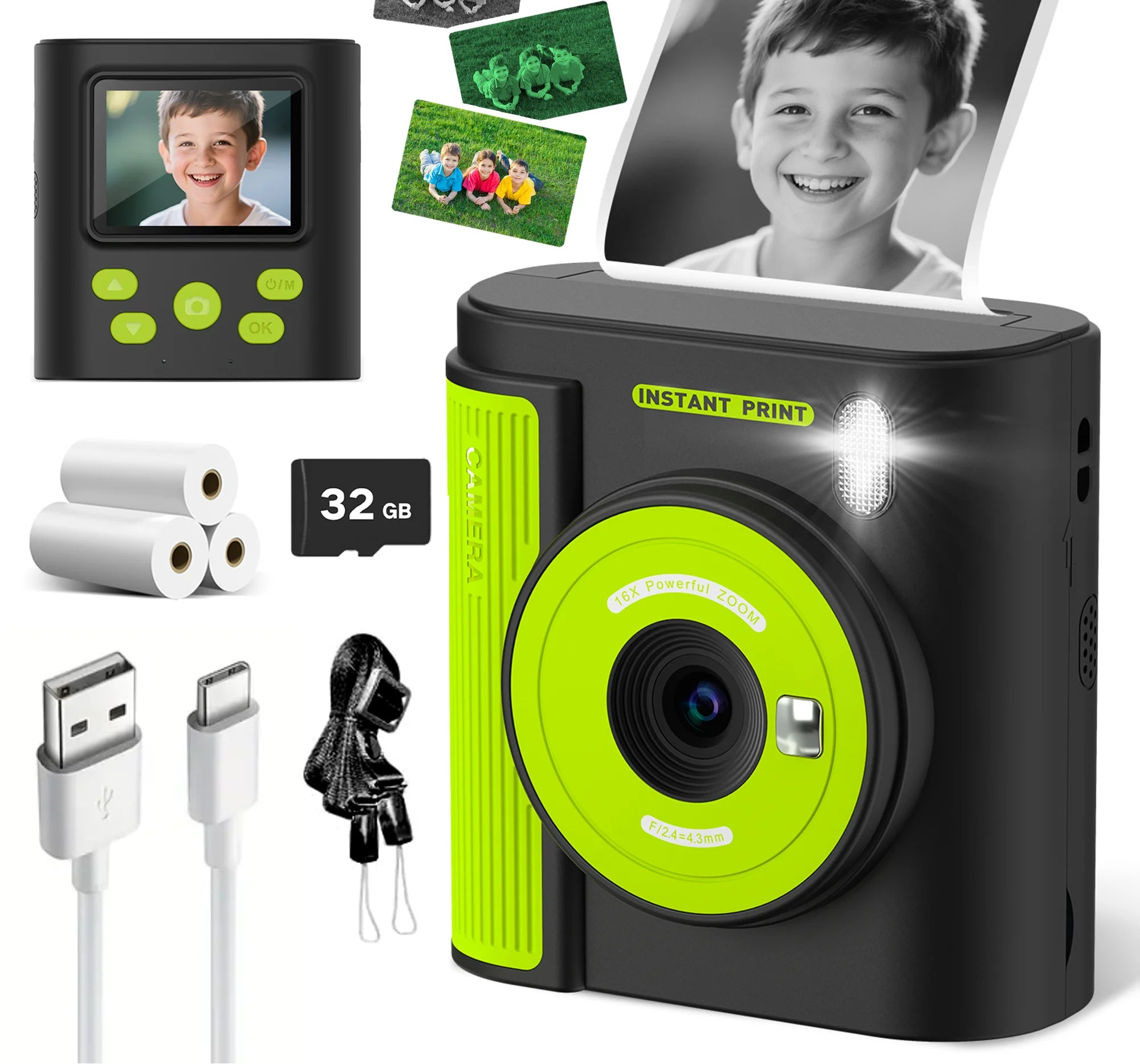 Kinder-Druckkamera 1080P HD mit Druckpapier & 32 GB