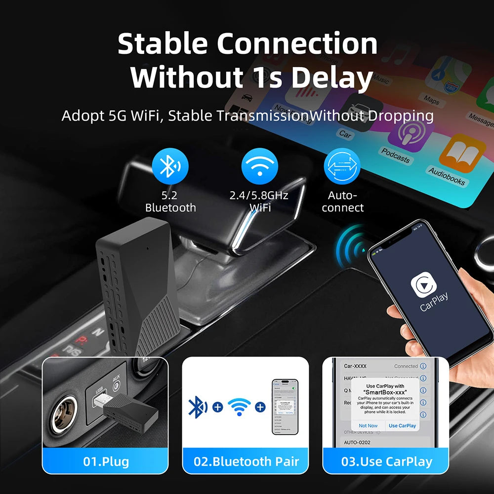 2-in-1 KI Adapter CarPlay Android Auto kabellos