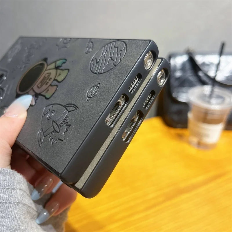 Leder Hülle für Samsung S23 S24 S25 Cartoon Astronaut