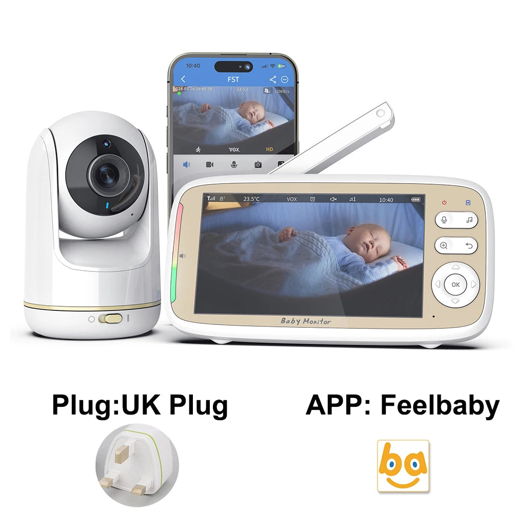 HD 1080P Babyphone mit Zwei-Wege-Audio, PTZ und Temperaturüberwachung