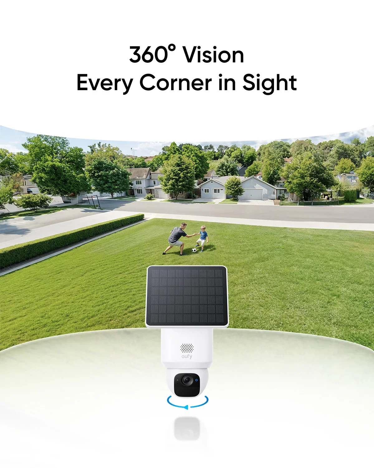Solarbetriebene 360° Außenkamera mit AI-Tracking 2K