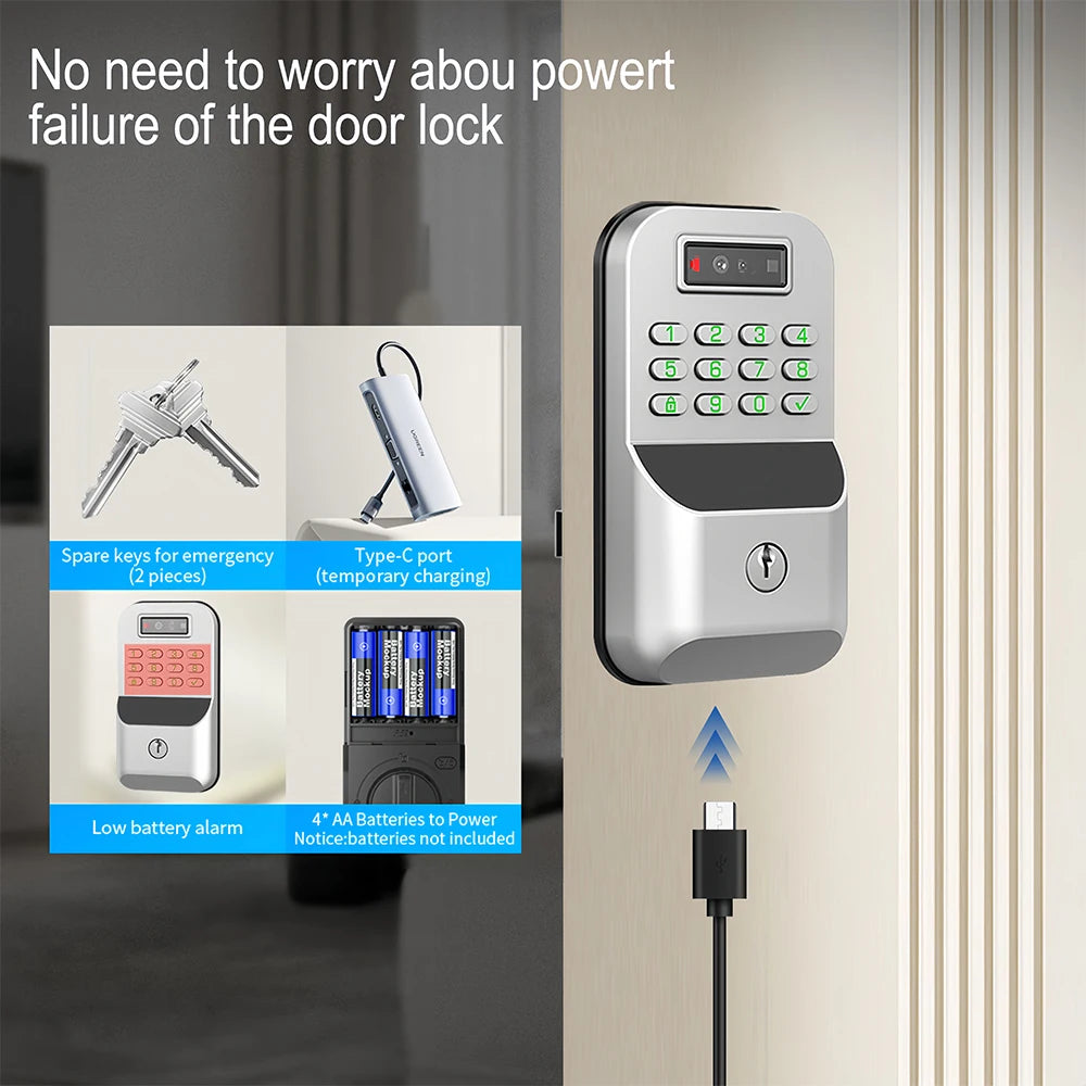 CDOK K9 Smart Türschloss mit Fingerabdruck & App