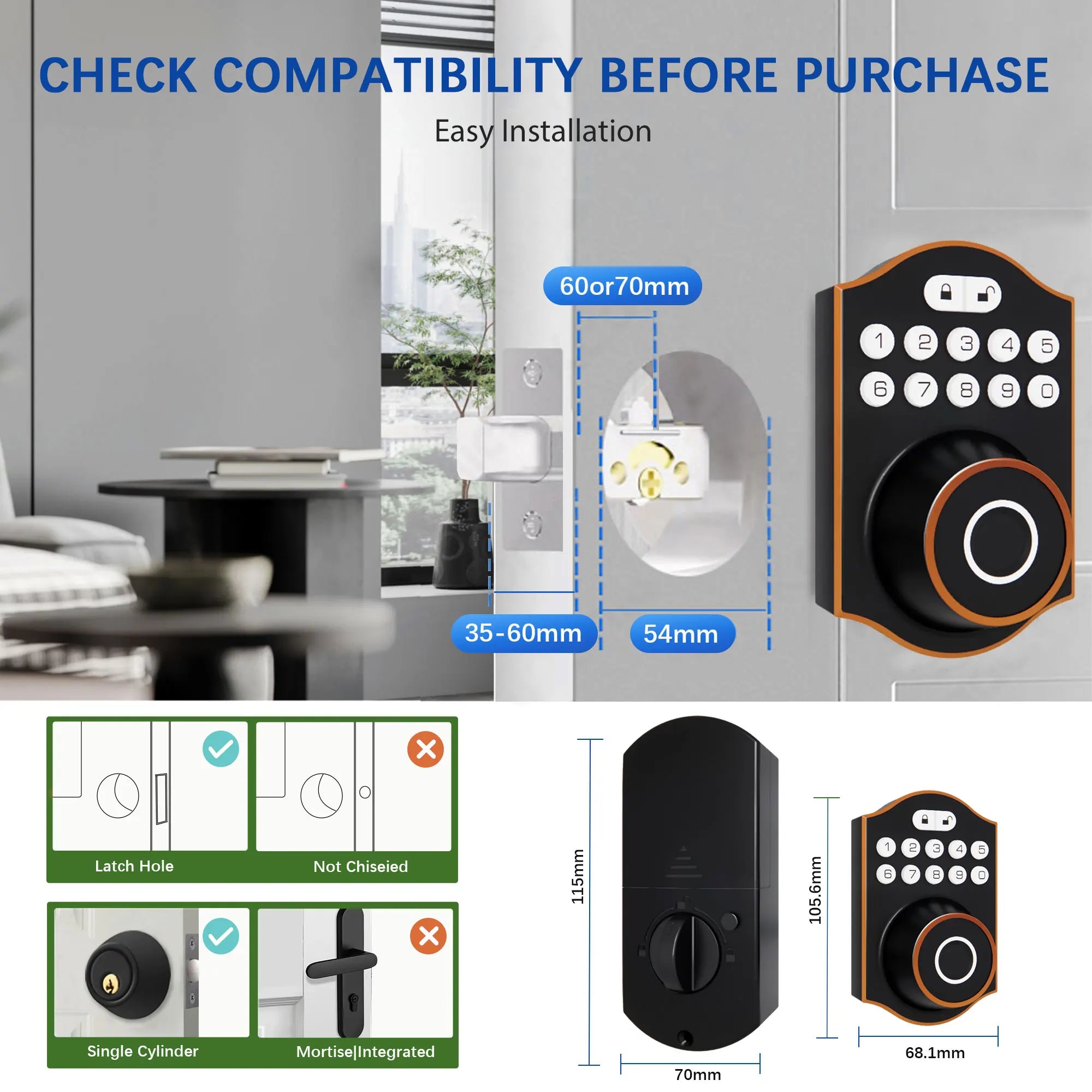 Tuya WLAN Fingerprint Türschloss Smart Keyless