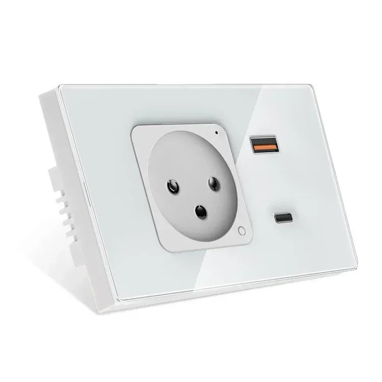 Smart WiFi socket EU USB Type-C 30W Glass Alexa control