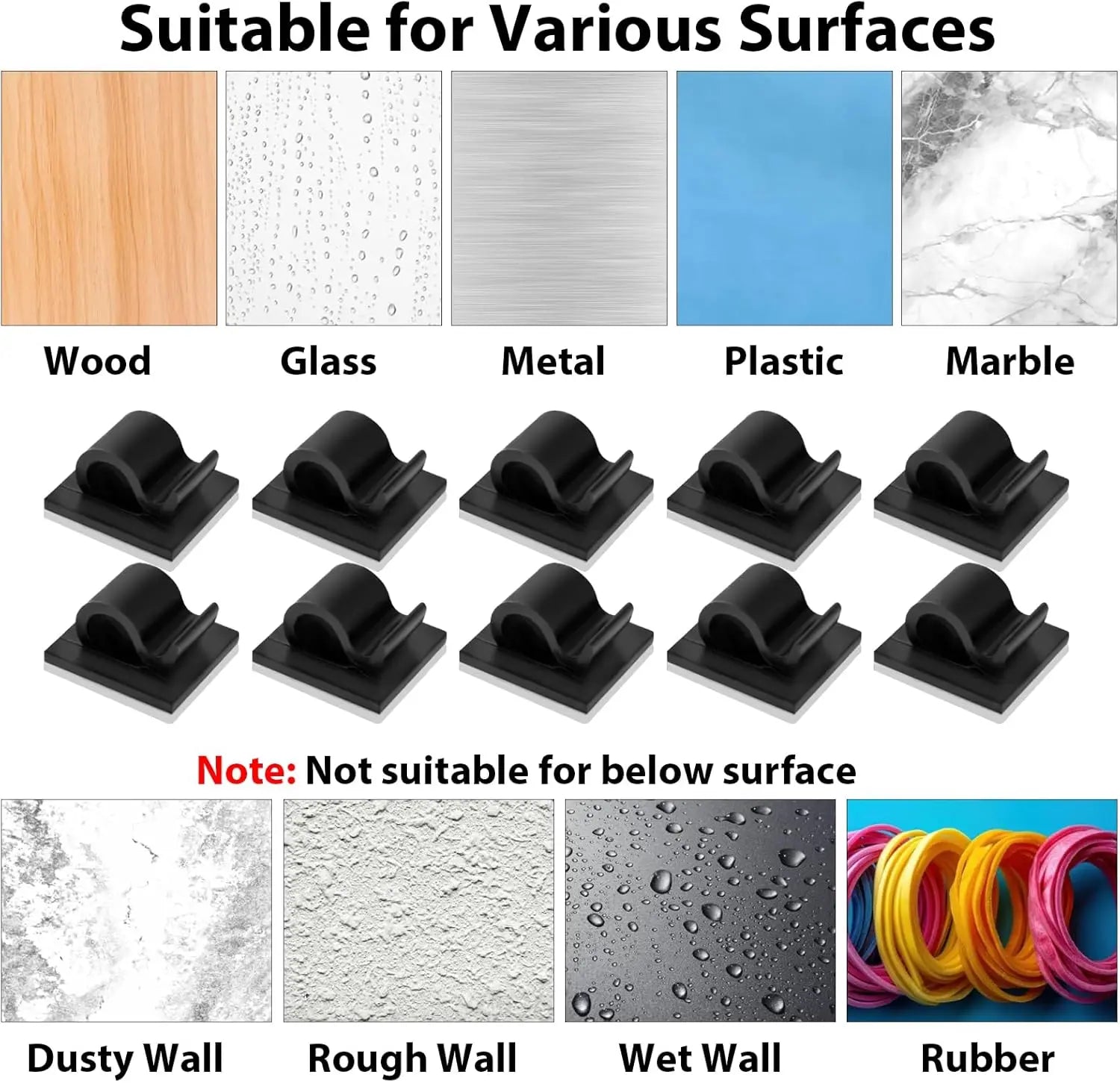 Selbstklebende Kabelclips für Büro, Auto und Zuhause