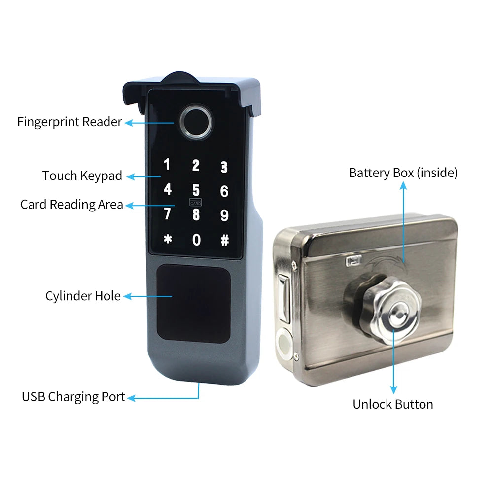 Wasserdichtes Tuya TTLock Smart Türschloss Außenbereich