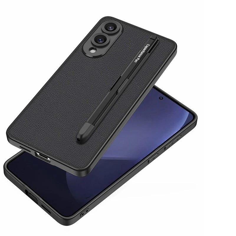 Carbon Leder Hülle mit Stift für Galaxy S25 Ultra