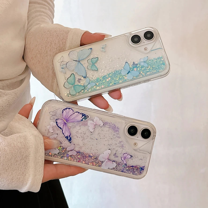 Leuchtende Glitzer Schmetterlingshülle für iPhone 17