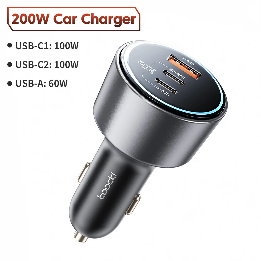 200W Auto Ladegerät USB Typ C Schnellladung