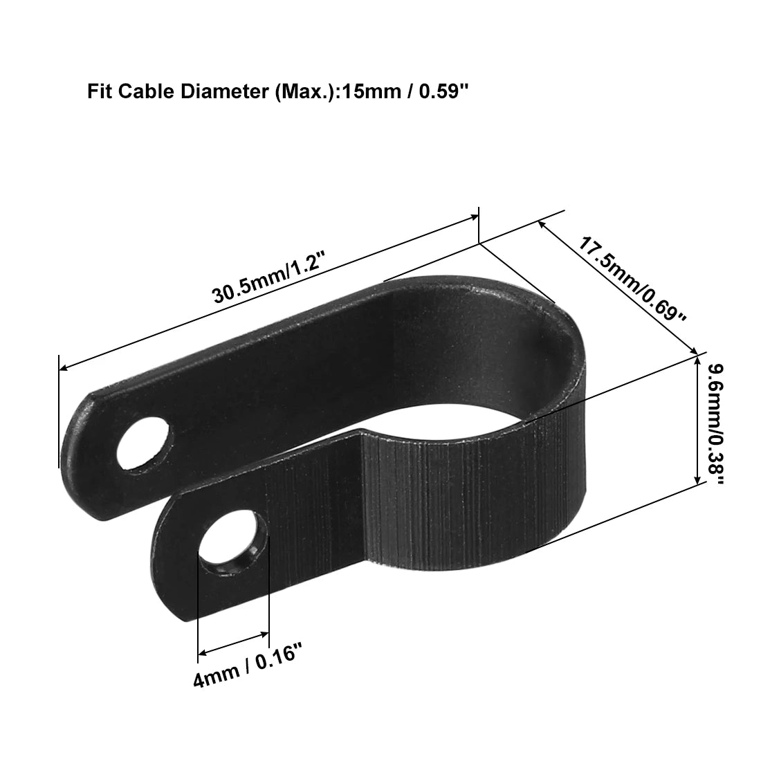 Nylon R-Typ Kabelklemmen Set für Kabelmanagement 100Stk