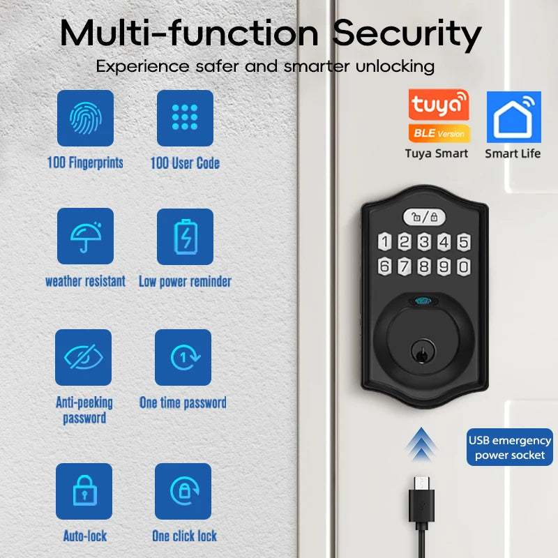 CDOK K6 Tuya Smart Türschloss Fingerabdruck IP65
