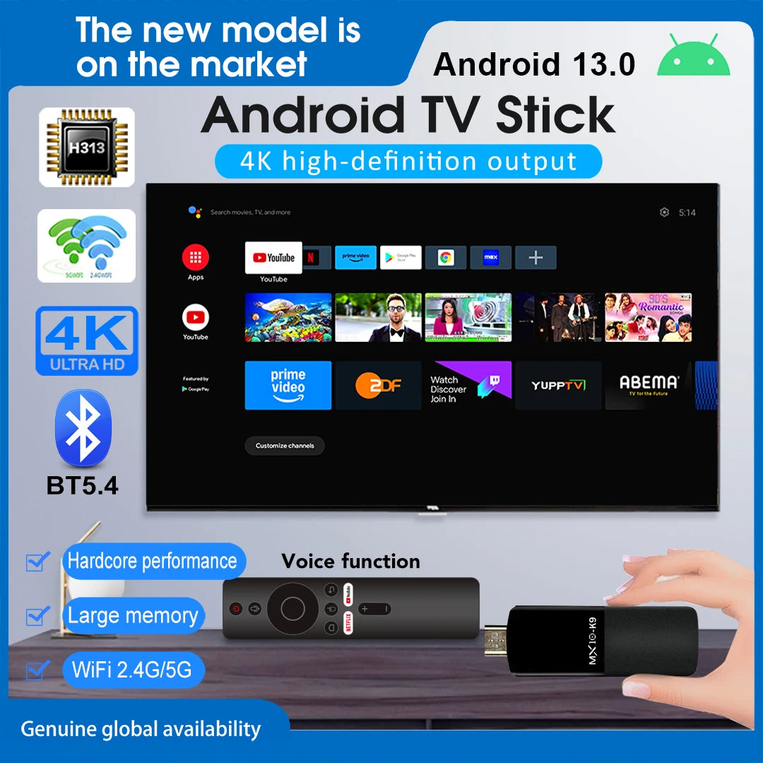 4K TV Stick MX10 K9 Plus Android 13 Smart Box