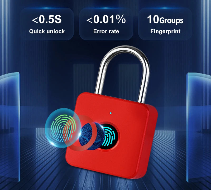 Rotes Smart Fingerabdruck-Vorhängeschloss USB-C