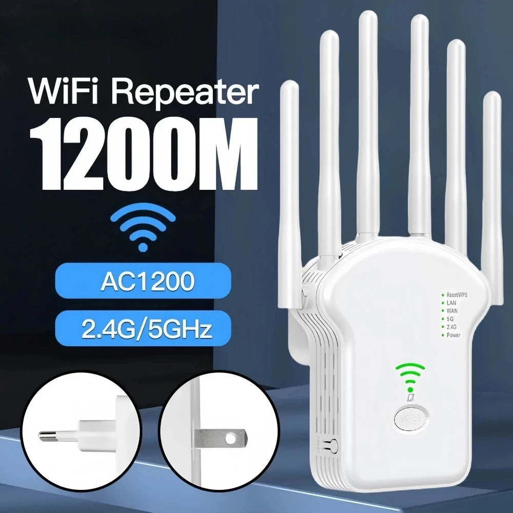 Dualband WLAN Repeater 1200Mbps WiFi Verstärker WPS