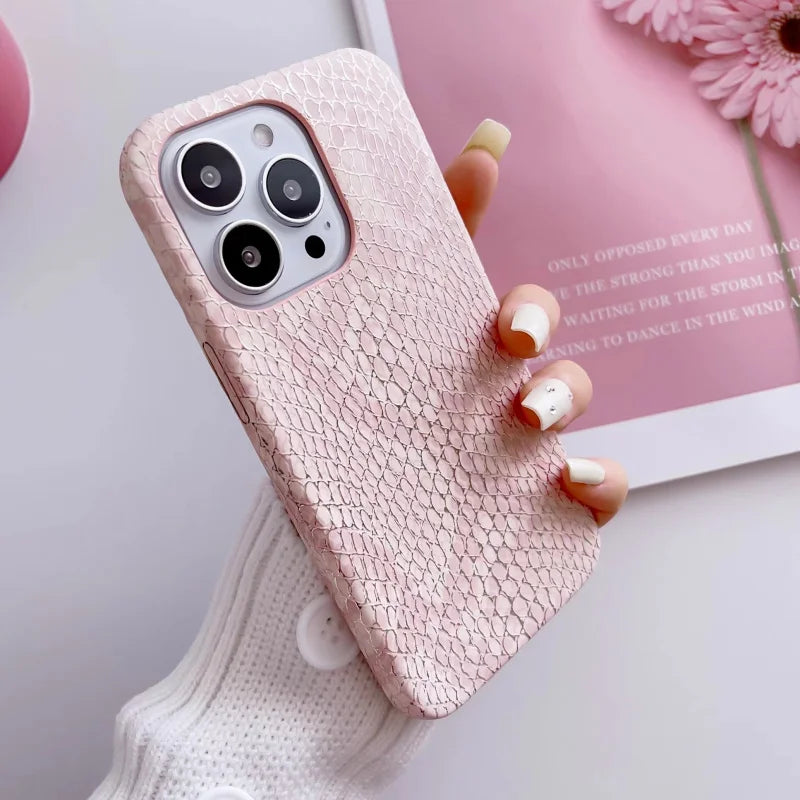 Luxury Snake Leather Silicone Case for iPhone 17