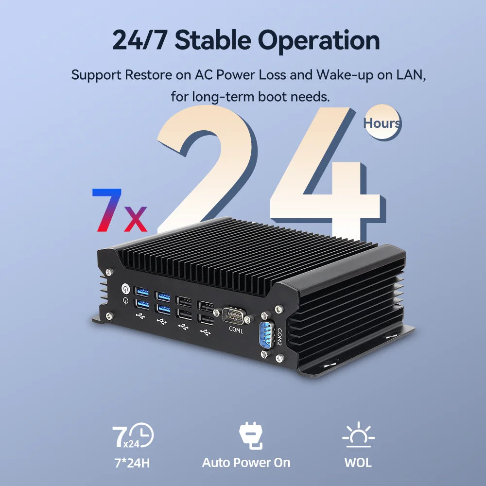 Lüfterloser Mini-PC i5-1235U 12. Gen, 2x LAN, WLAN