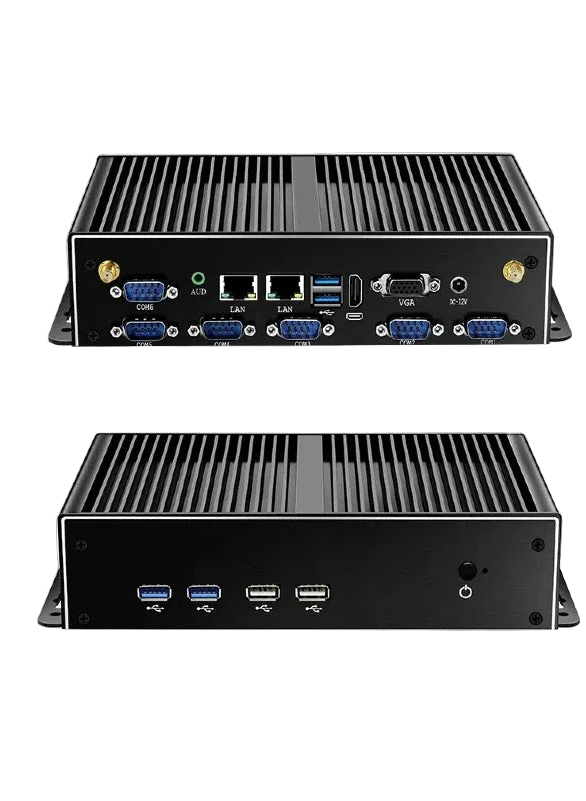 Lüfterloser Mini Industrie-PC Dual LAN 6 COM Windows 11