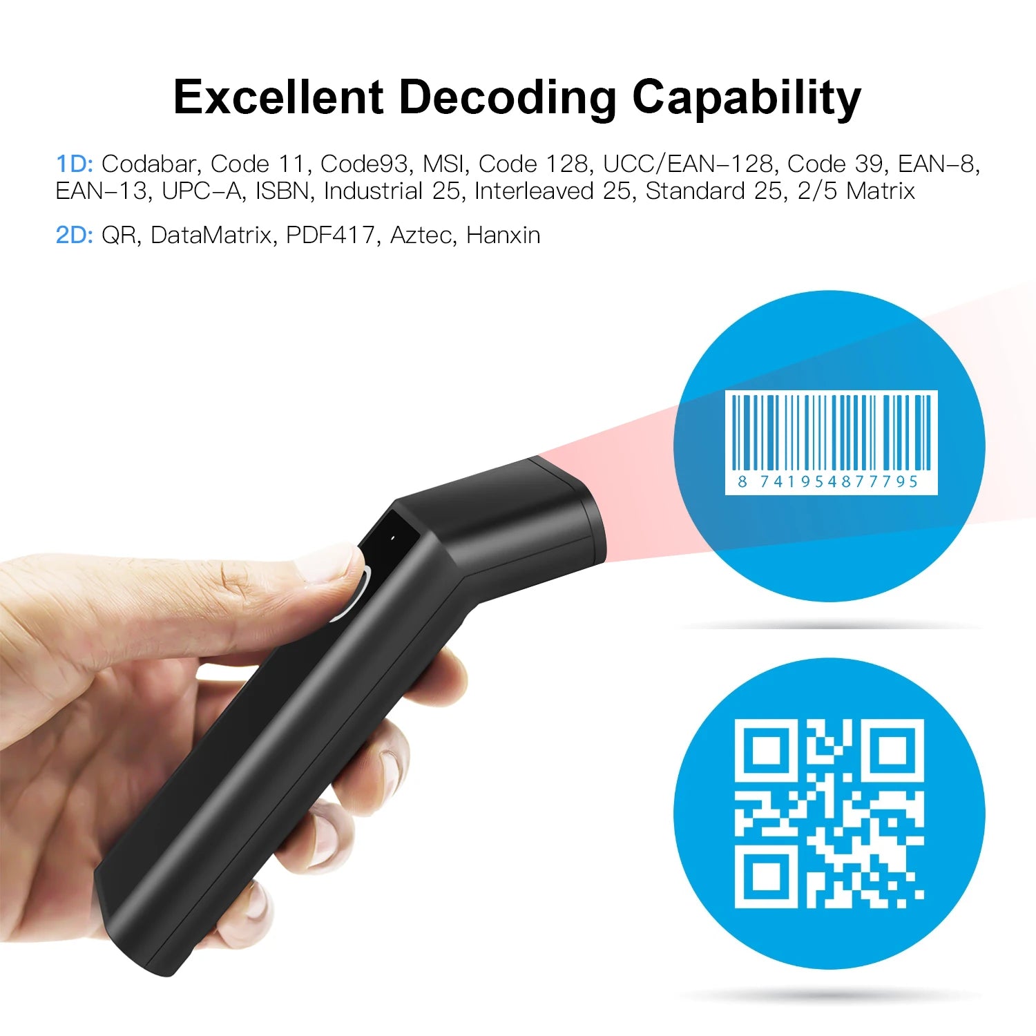 3-in-1 Barcode Scanner für Lager & Kasse