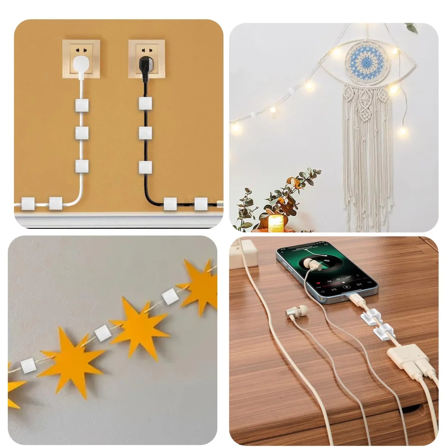 Silicone cable clips, self-adhesive, 10–100 pieces