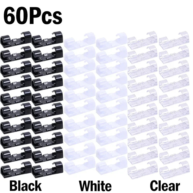 Self-adhesive cable clips, 1-60 pieces, for organization