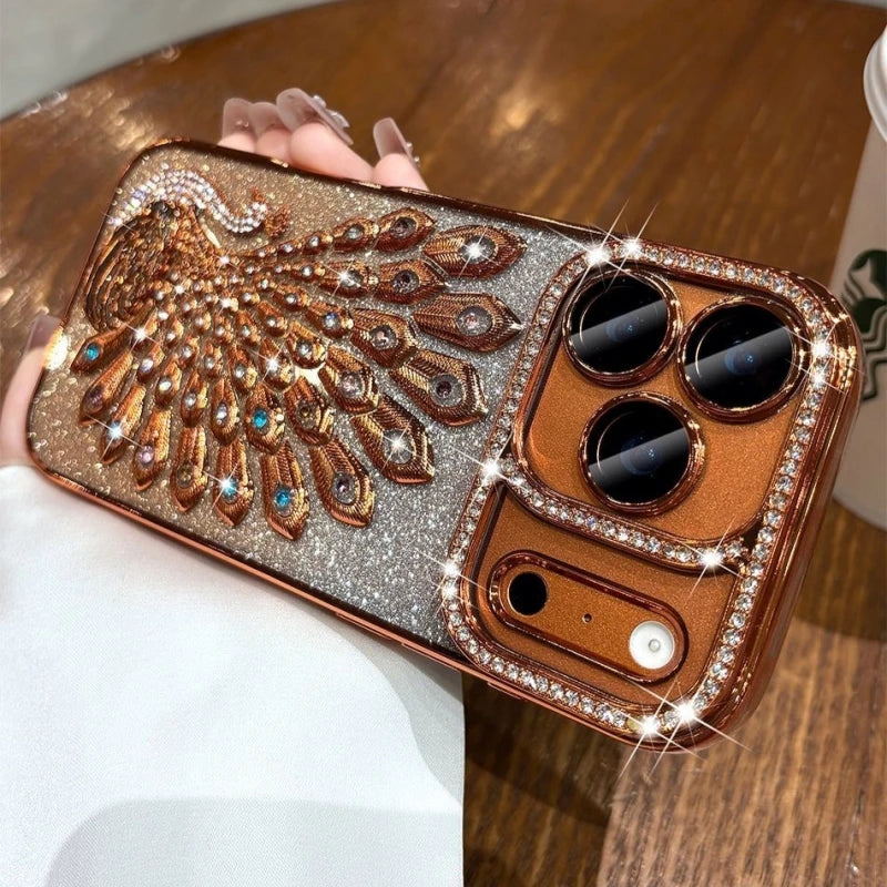 Luxus Glitzer-Pfau Hülle für iPhone 17 & mehr