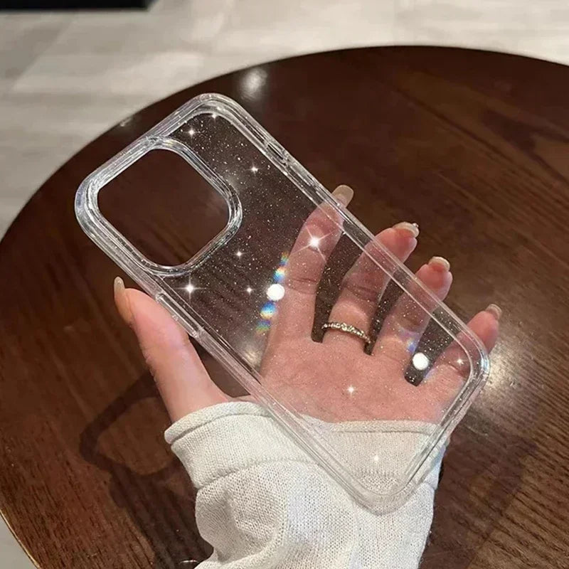 Pink Glitzer Hülle Transparent für iPhone 17