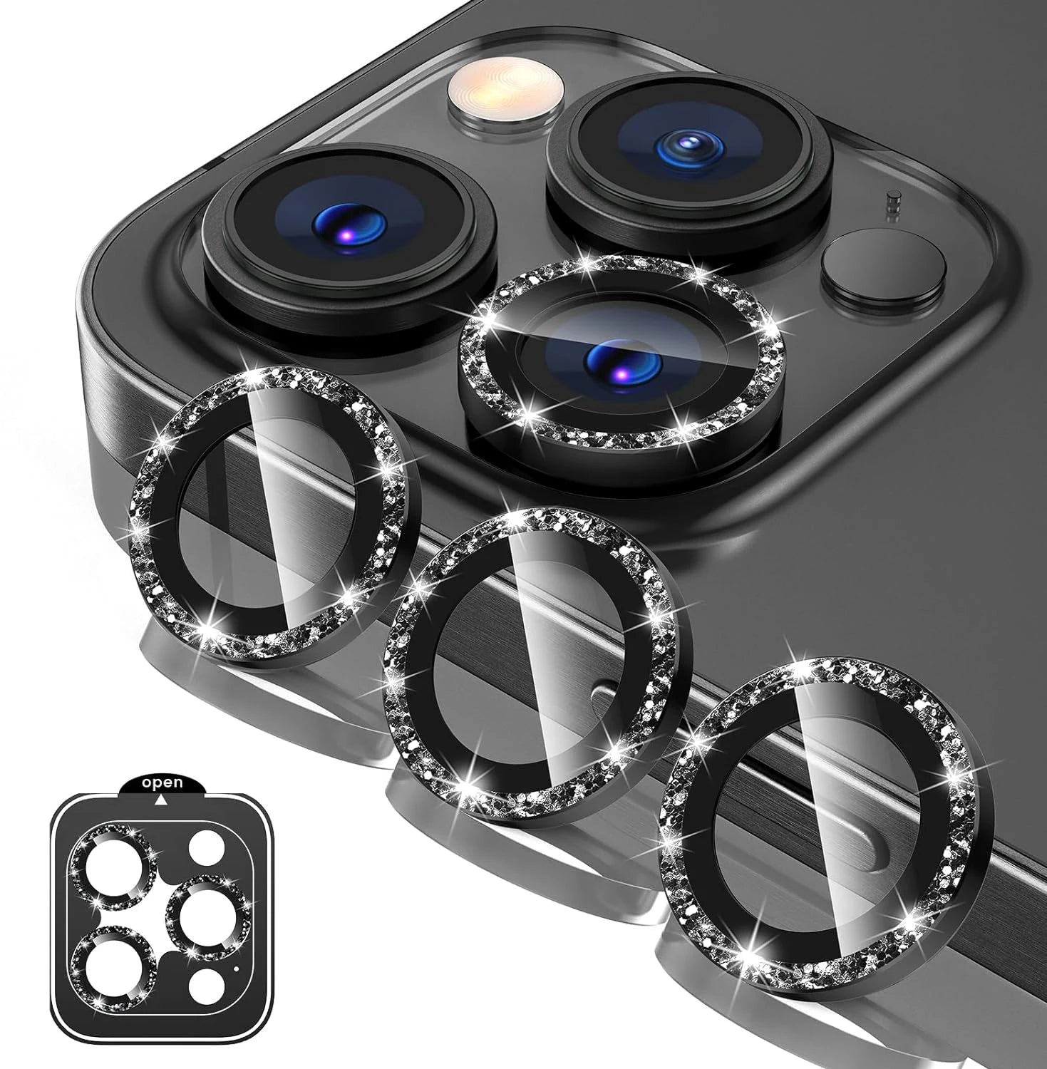 Glitzer-Diamant Kameraobjektivschutz für iPhone – NYFundas