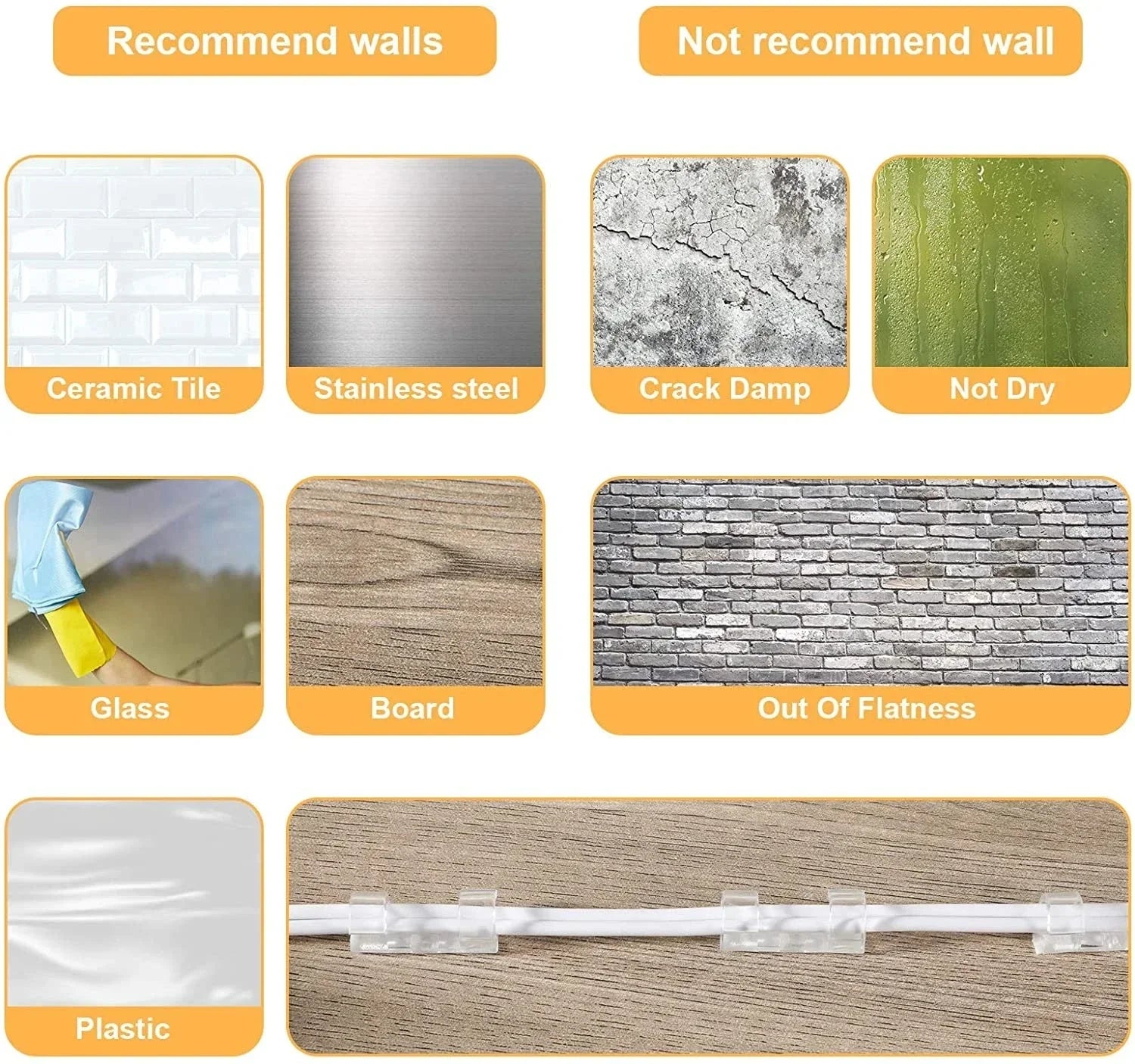 Self-adhesive cable clips, 5-60 pieces, organizer