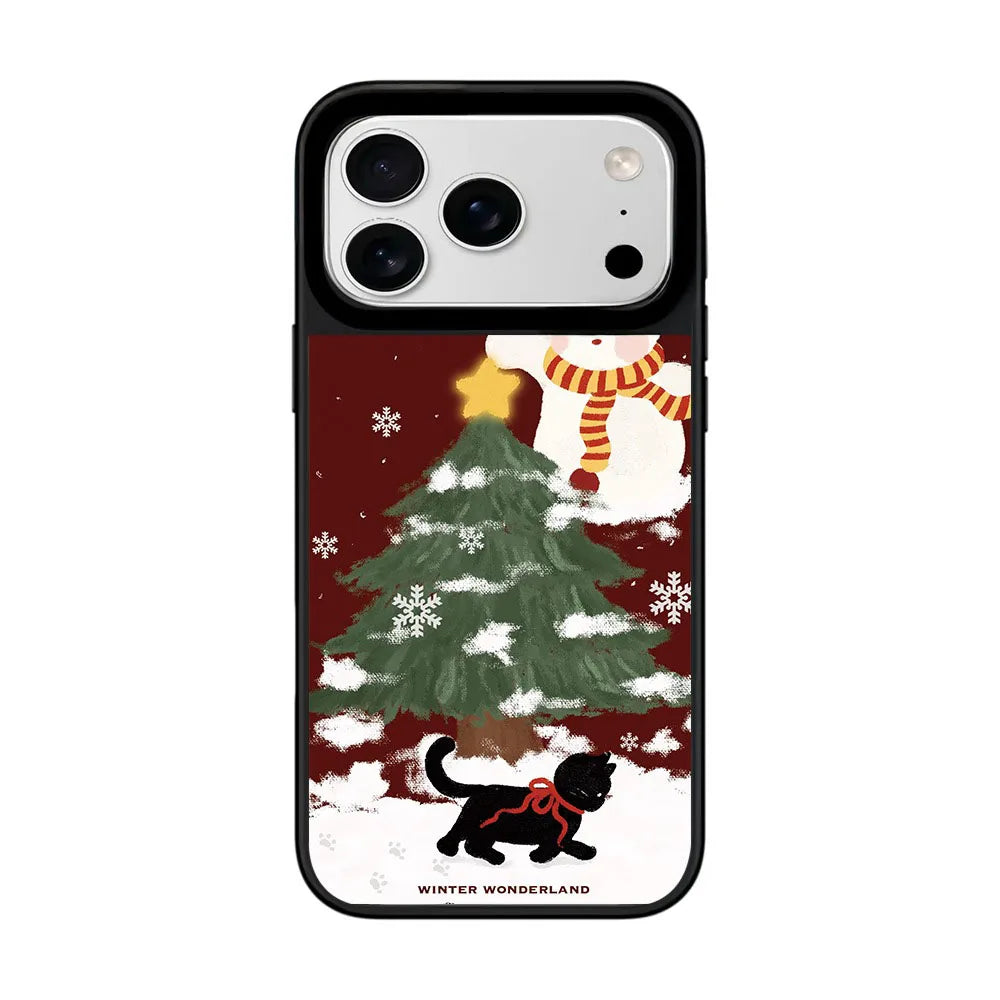 Weihnachts Schneemann Spiegel Hülle für iPhone 17