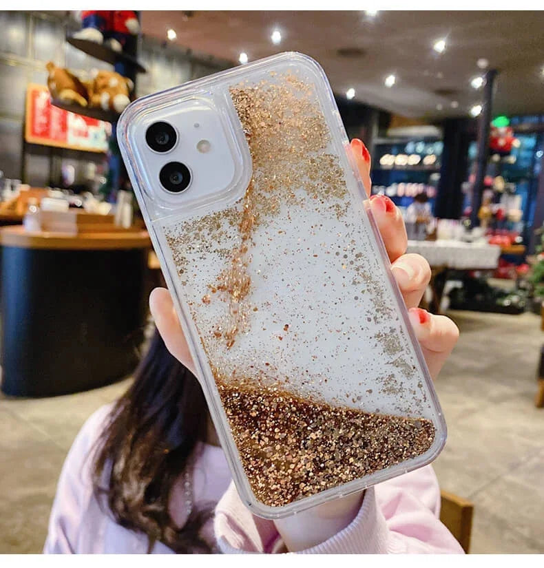 Helles Silber Gold Treibsand Hülle für iPhone 17 Pro