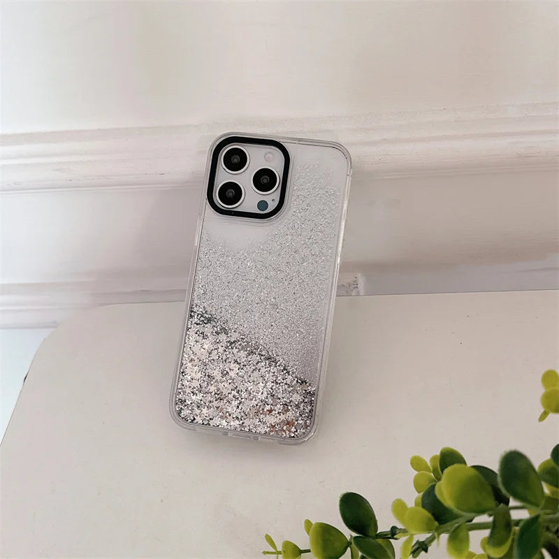 Silberne Sterne Quicksand Hülle für iPhone 17 Pro Max