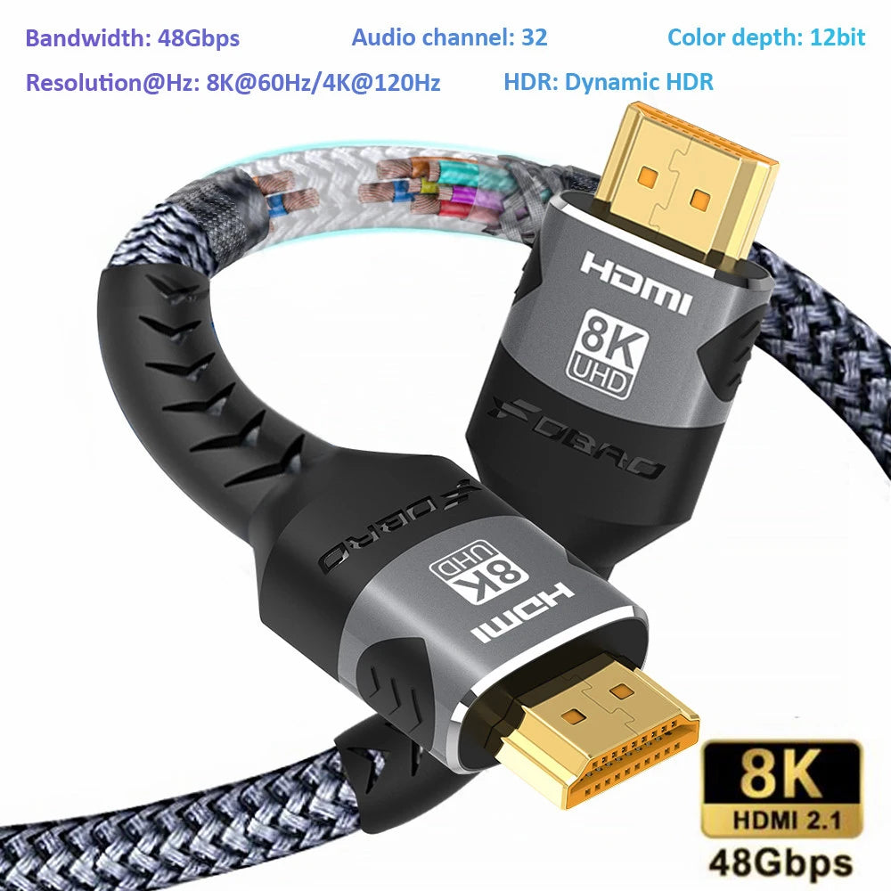 8K HDMI 2.1 Kabel 48Gbps für PS5 PC TV 4K120Hz