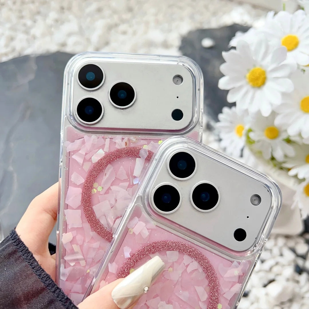 Glitzer Muschelmuster Hülle für iPhone 17 Pro Max