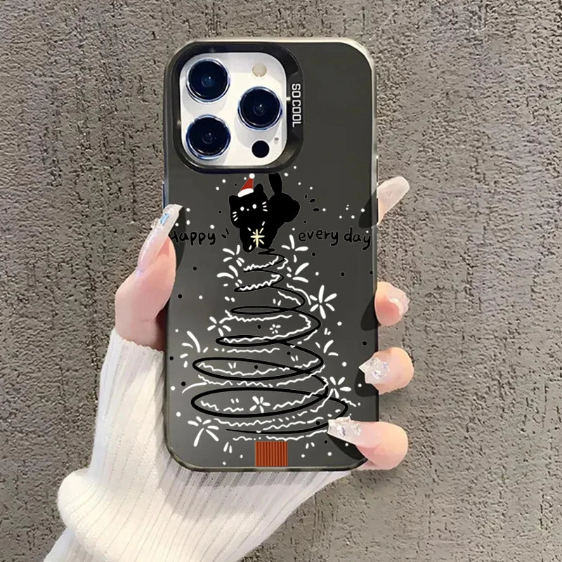 Weihnachts Schwarze Katze Handyhülle für Samsung S25