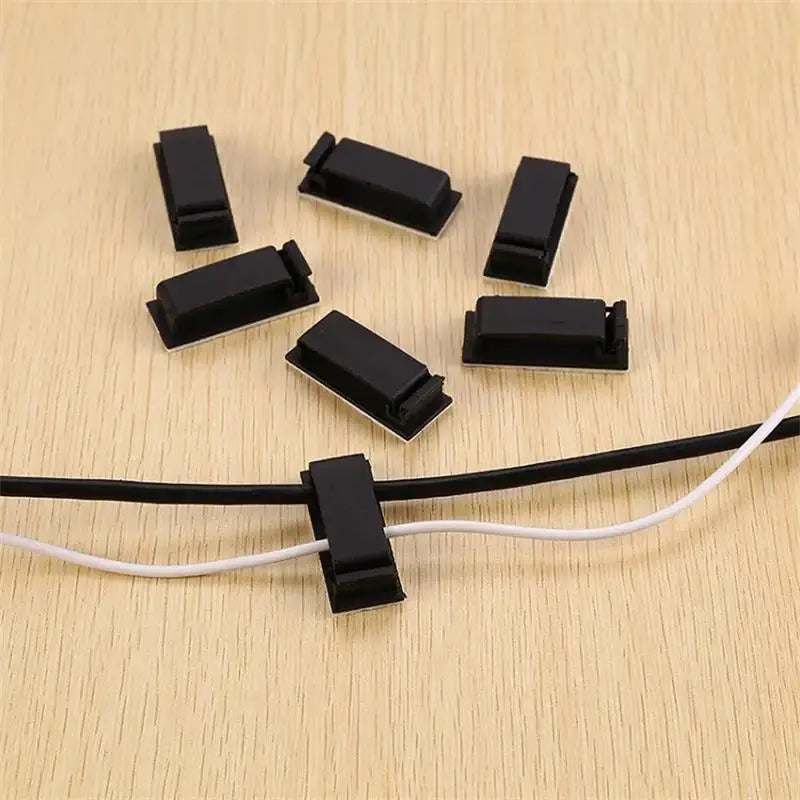 Self-adhesive cable clips for office, TV and PC