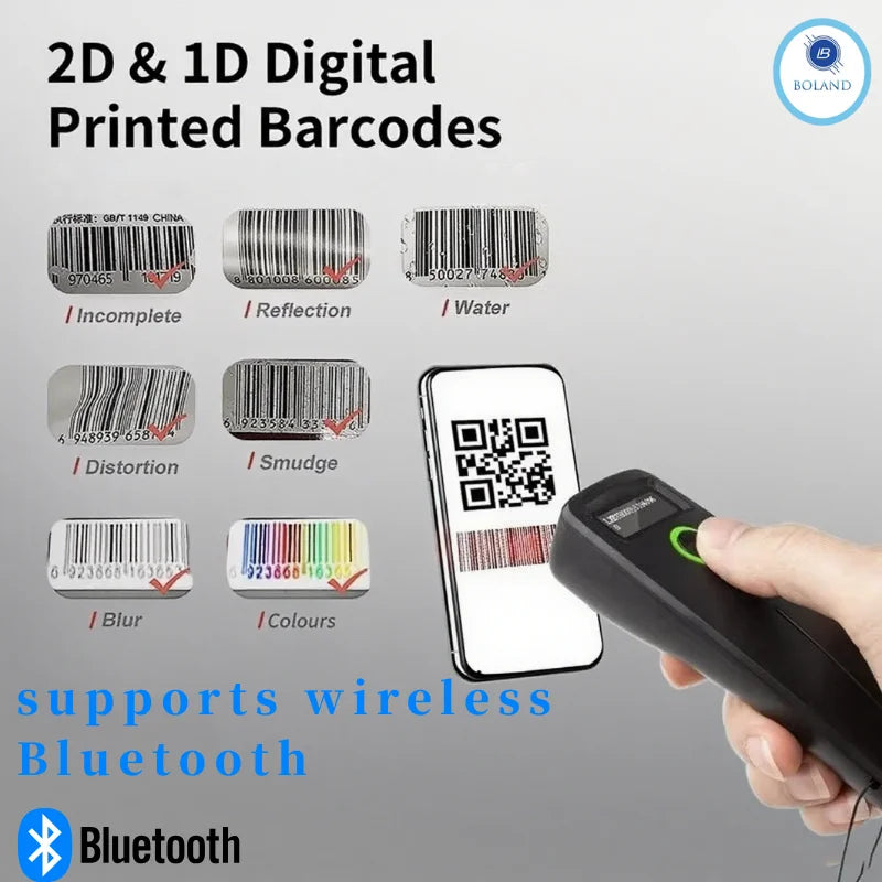 Mobiler Bluetooth 2D Barcode Scanner mit Display
