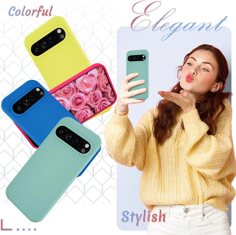 Modische Flüssigsilikonhülle Pixel 5–9 Pro