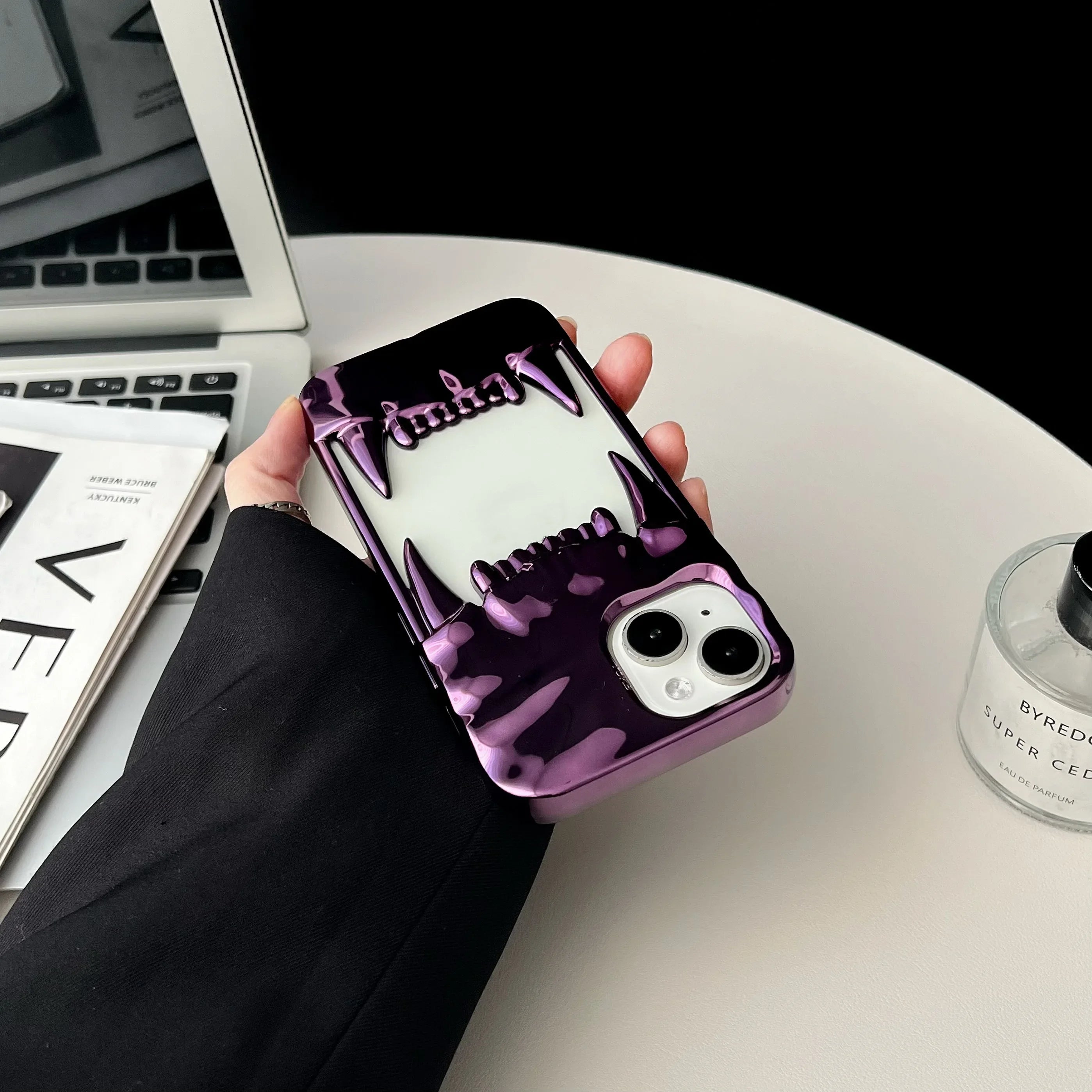 3D Hundezahn Silikonhülle iPhone stoßfest weiß