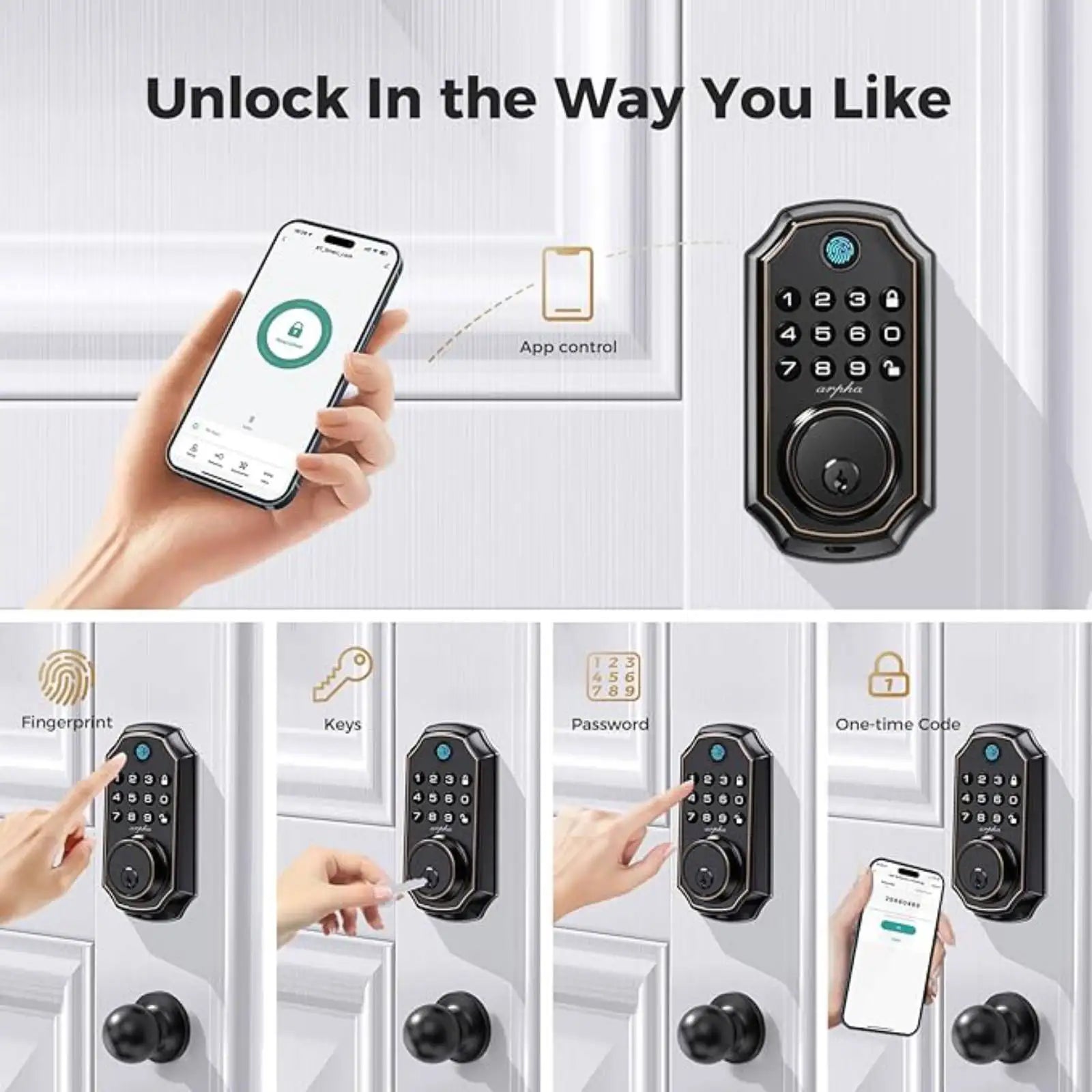 Arpha D280 Smart Türschloss mit App und Fingerabdruck