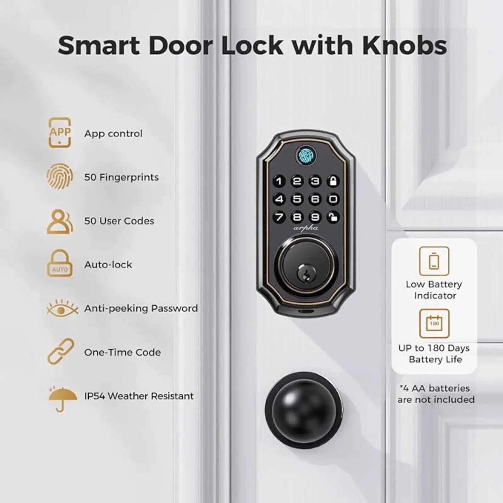 Arpha D280 Smart Türschloss mit App und Fingerabdruck