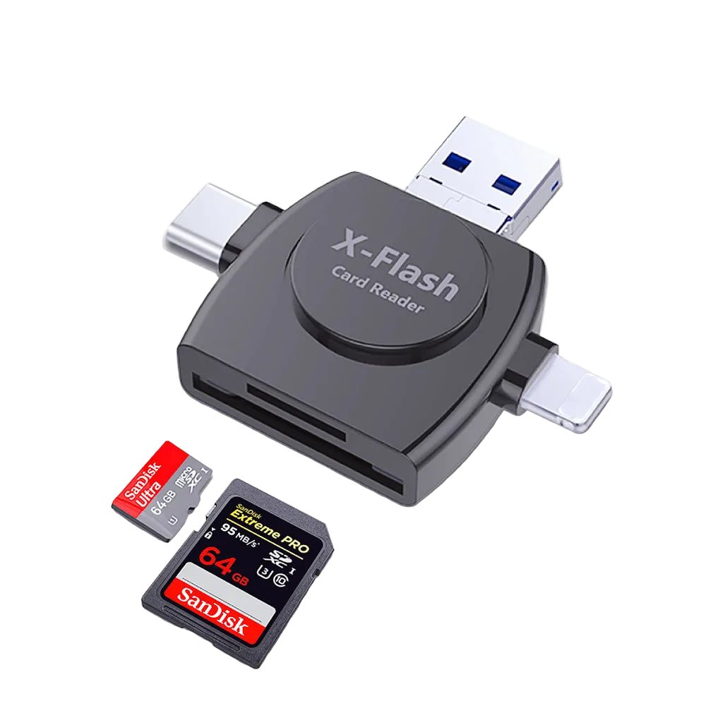 4-in-1 Kartenleser Adapter für iPhone & Android