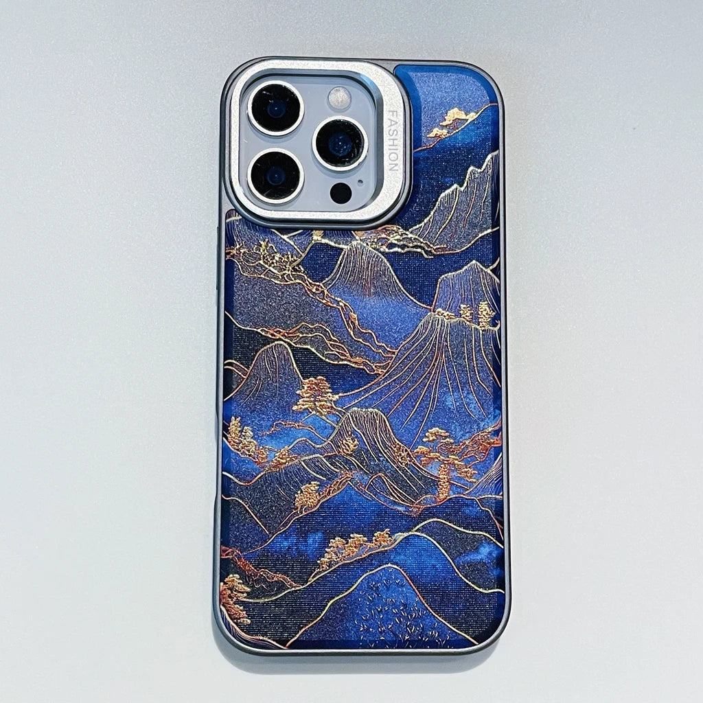 Kunstvolle Ginkgo Blatt Hülle für iPhone 17 mit Halter