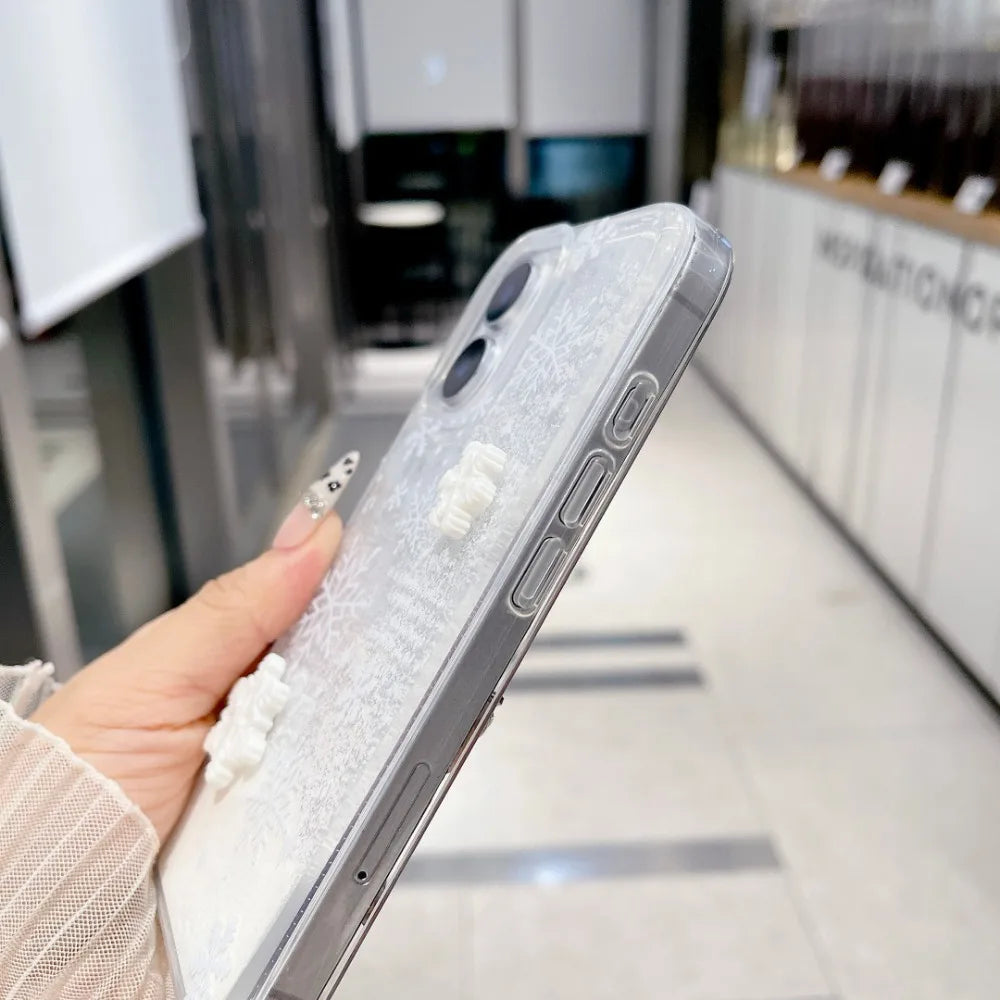 Glitzer Schneeflocken TPU Hülle für iPhone 16